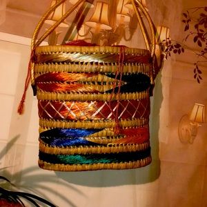 Large handmade straw bag